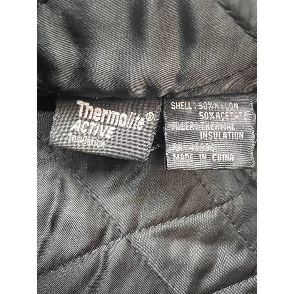 Tibor Mens Vintage Black Leather Car Coat Zip Out Thermal Lining Large